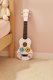 Koka bērnu ukulele ECOTOYS ar 4 neilona stīgām un mediatoru, Balta