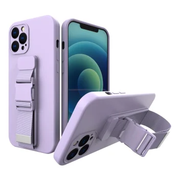 Силиконовый чехол Rope Case с ремешком для iPhone 12 Pro, фиолетовый
