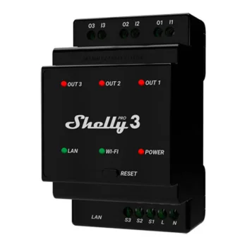 Shelly Pro 3 viedais 3 kanālu relejs uz DIN sliedes, WiFi/LAN