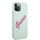 Guess iPhone 12 Pro Max vāciņš Silicone Vintage Script, zils/fuksijas