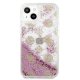 Guess iPhone 13 mini vāciņš Peony Liquid Glitter, rozā