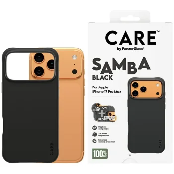 PanzerGlass iPhone 17 Pro Max vāciņš CARE Fashionable Samba MagSafe, melns