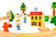 ECOTOYS 74-Piece Wooden Train Set with Tracks