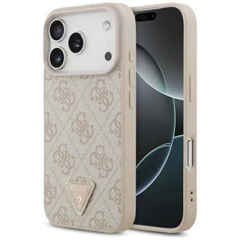 Guess iPhone 17 Pro Case Leather 4G Triangle Strass MagSafe, Pink