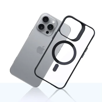 Чехол 3mk Satin Armor MagCase для iPhone 16 Pro Max, прозрачный с черной рамкой