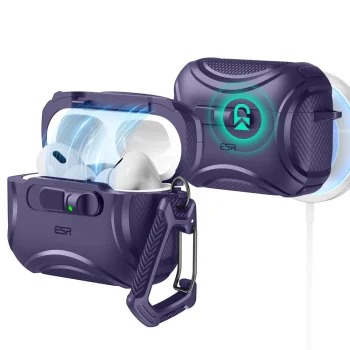 Austiņu maciņš ESR Cyber FlickLock MagSafe priekš AirPods Pro 3, violets