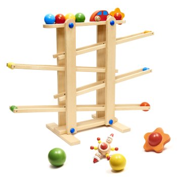 Koka trase bumbiņām, figūriņas Montessori XXL | Wooden track for balls, figures