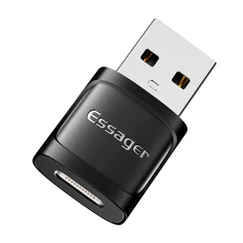 OTG adapteris no USB-C sieviešu uz USB 3.0 vīriešu Essager (melns) | Adapter female to male (black)
