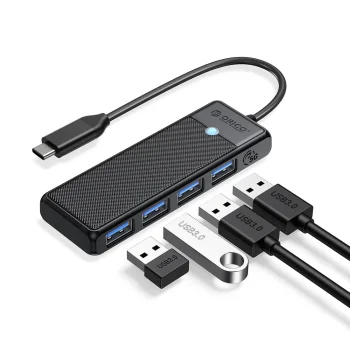 USB-концентратор Orico PAPW4A-C3 4x USB-A 3.0 0.15м, черный