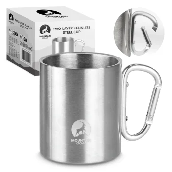 Mountain Goat tērauda tūrisma krūze ar karabīni 350 ml