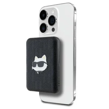 Karl Lagerfeld 5000mAh MagSafe bezvadu ārējais akumulators Choupette Head Pin, melns