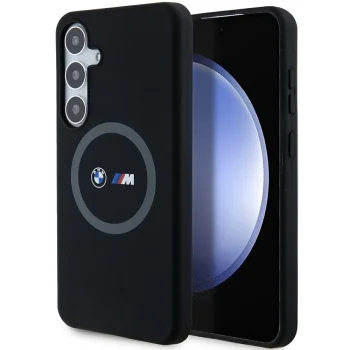 BMW чехол для Samsung Galaxy S24+ Silicone Printed Ring MagSafe, черный