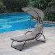 Garden Lounger with Large Canopy MultiGarden PH158C, Grey