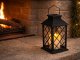 Decorative LED Lantern with Flickering Flameless Candle, 11 inch, Black