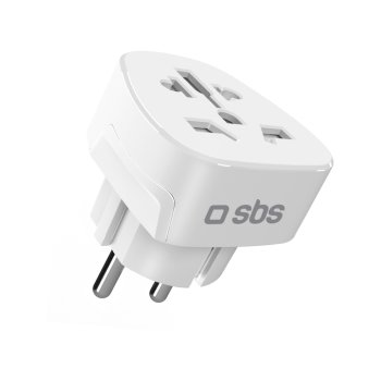 SBS universāls ceļojumu adapteris Schuko / EU, balts