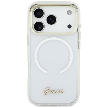 Guess IML Gradient Script Metal MagSafe Maciņš iPhone 17 - Balts | Phone Case Cover
