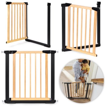 Ecotoys Safety Gate for Stairs and Doors, 74-80 cm, Wood/Metal