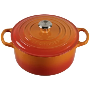 Le Creuset Signature Round Cast Iron Casserole 22 cm, 3.3 L, Volcanic Orange