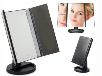 Косметическое LED-зеркало с 22 диодами и увеличением 2x/3x, черное