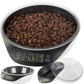 Digital Kitchen Scale with Removable Bowl 5kg/1g, Precise Food Scale, Black and White
