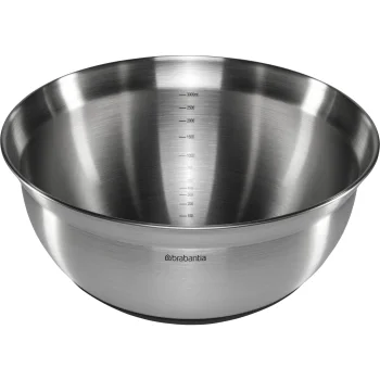 Brabantia Stainless Steel Mixing Bowl with Measuring Scale, 3 L, Matt Silver / Black