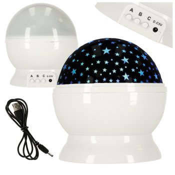 2-in-1 Star Projector Night Light for Kids USB, White