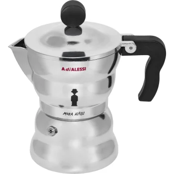 Гейзерная кофеварка Alessi Moka AAM33/3, 3 чашки, серебристый/черный