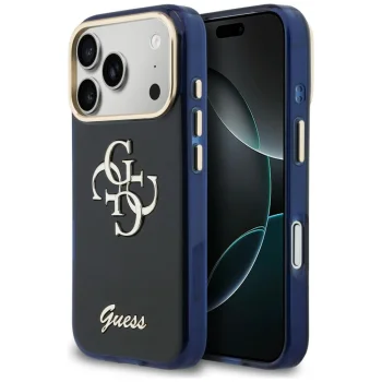 Чехол Guess IML 4G Script Metal для iPhone 17 Pro, синий