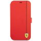Ferrari iPhone 13 mini atverams vāciņš maciņš grāmatiņa On Track Carbon Stripe, sarkans