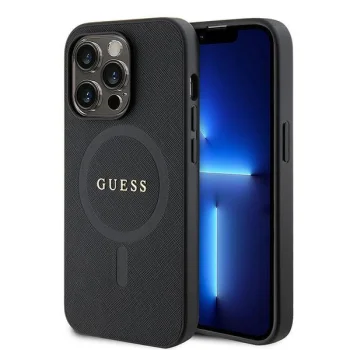 Apple iPhone 15 Pro 6.1'' Guess Saffiano MagSafe Case Cover (Guhmp15lpsahmck), Black | Telefona Maciņš Vāks Apvalks...