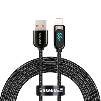 Кабель Baseus Display Fast Charging Data USB-A / USB-C 66Вт 1 м – чёрный
