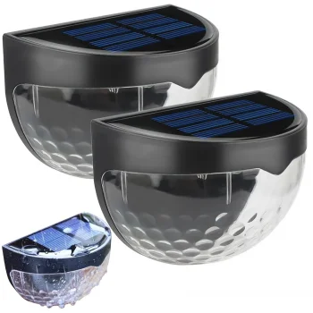 Solar Powered LED Wall Lights with Dusk Sensor for Garden, 2 Pack, Black