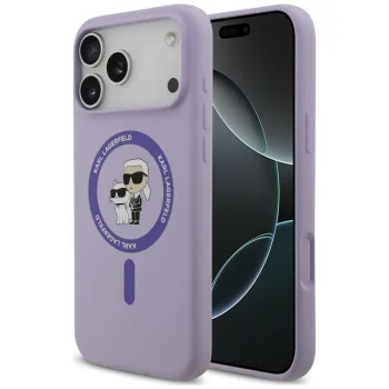 Karl Lagerfeld Silicone Karl&Choupette Ring MagSafe ümbris iPhone 18 Pro Max / 17 Pro Max, lilla