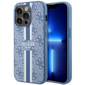 Guess iPhone 14 Pro vāciņš 4G Printed Stripes MagSafe, zils