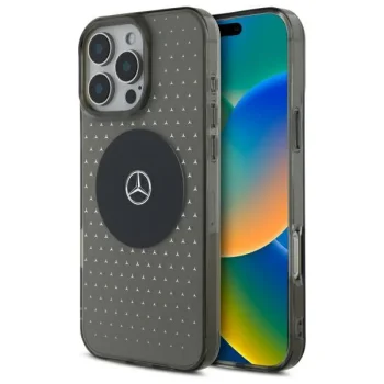 Чехол Mercedes для iPhone 16 Pro Star Pattern, черный