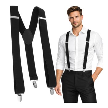 Vīriešu bikšturi Ruhhy Y-veida plati 3.5 cm, melni