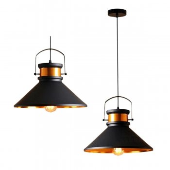 Griestu Lampa Gaismeklis Lustra Retro Stilā E27 spuldzēm, Melns/Zelta | Chandelier Ceiling Light Lamp