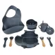 Silikona bērnu trauku komplekts 9 elementi, pelēks | Set of silicone children\'s dishes 9 elements