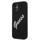 Guess iPhone 12 mini vāciņš Silicone Vintage Script, melnbalts