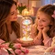 Eternal Rose in Glass Dome with LED Light and Wooden Base