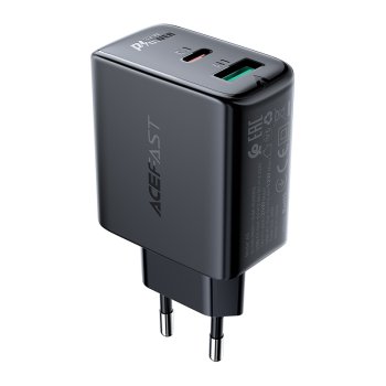 Acefast sienas lādētājs USB Type-C / USB 32W, PPS, PD, QC 3.0, AFC, FCP, melns (A5 black)