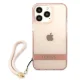 Чехол Guess Translucent Stap для iPhone 13 Pro Max с ремешком на руку, розовый
