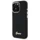 Guess Silicone Script Metal Logo & Frame vāciņš iPhone 16 Pro Max – melns | Phone Case Cover