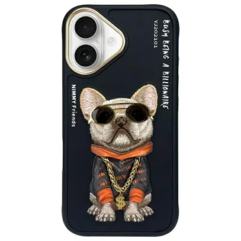 Чехол Nimmy Glasses Cool Dog для iPhone 16 6.1", черный