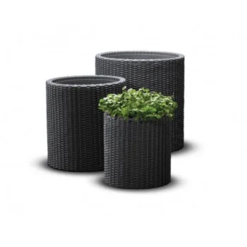 Keter Cylinder puķu podu komplekts (3 gab., S/M/L), antracīta pelēks
