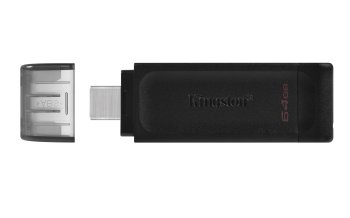 USB-C zibatmiņa Kingston DT70 64GB USB 3.2, melna