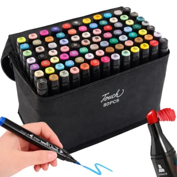 Touch Dual Tip Alcohol Markers Set 80 Pcs, Art Sketching Pens with Case