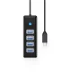 Orico PW4U-C3 USB centrmezgls, 4x USB-A 3.0, 1.8m, Melns