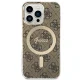 Комплект Guess 4G Print MagSafe для iPhone 13 Pro - чехол и зарядка - коричневый
