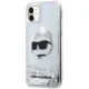 Karl Lagerfeld iPhone 11 / XR vāciņš Liquid Glitter Choupette Head, sudraba